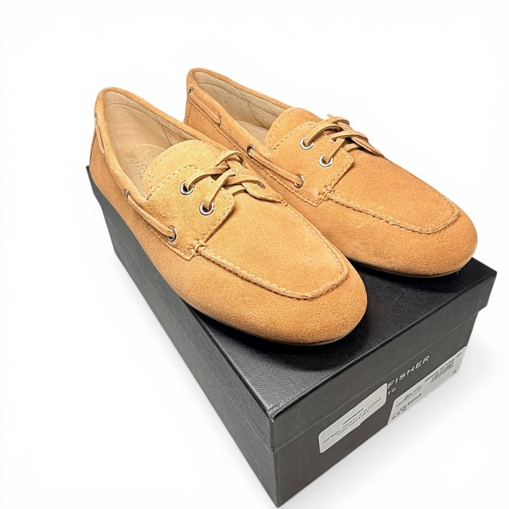 Marc Fisher LTD MLULEENA Loafers Women 9.5 Tan Suede Boat Shoes Moccasins